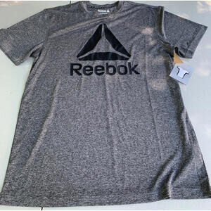 NEW Reebok Men’s Small Gray Black Logo Workout Shirt #156